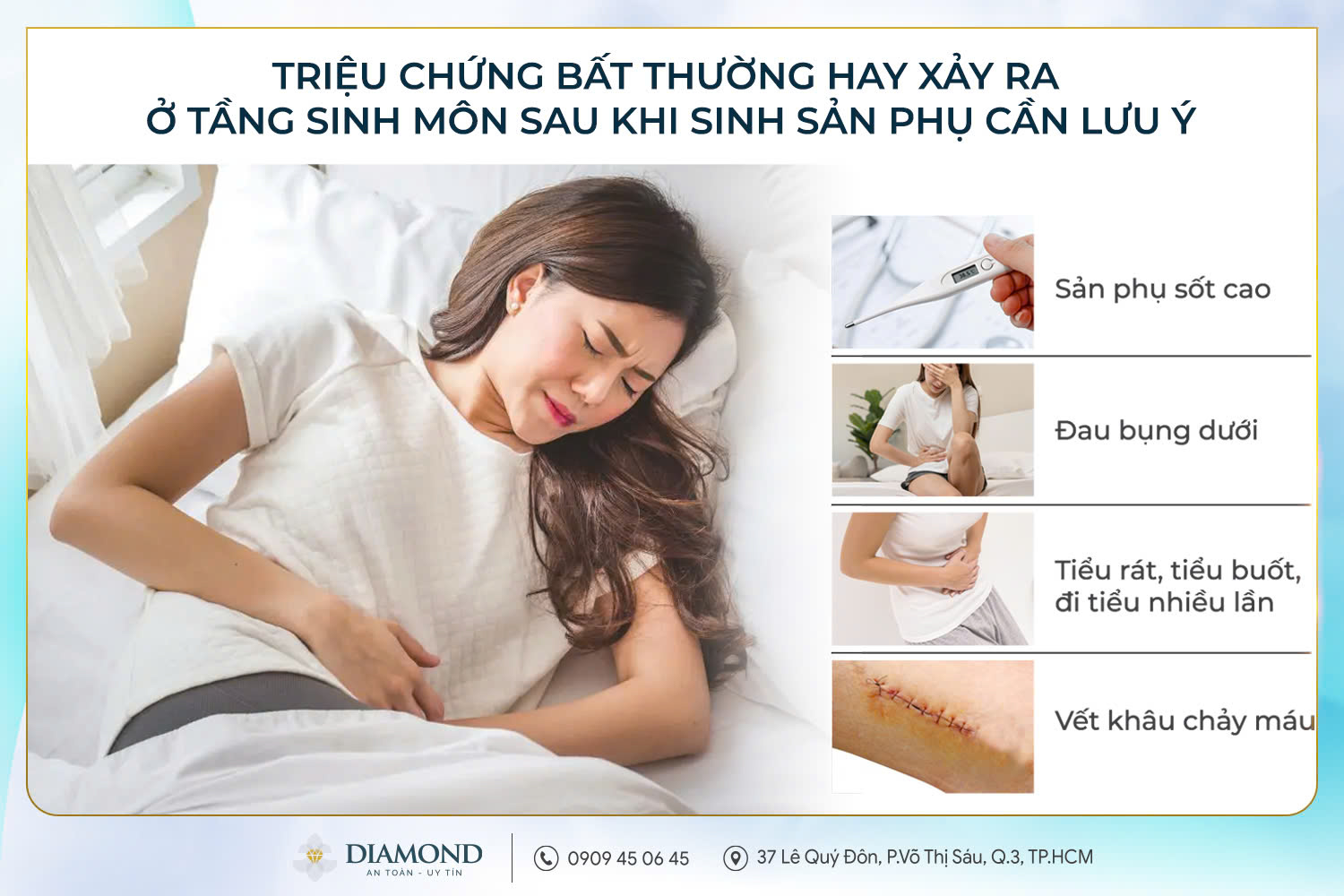 Triệu chứng bất thường hay xảy ra ở tầng sinh môn sau khi sinh sản phụ cần lưu ý